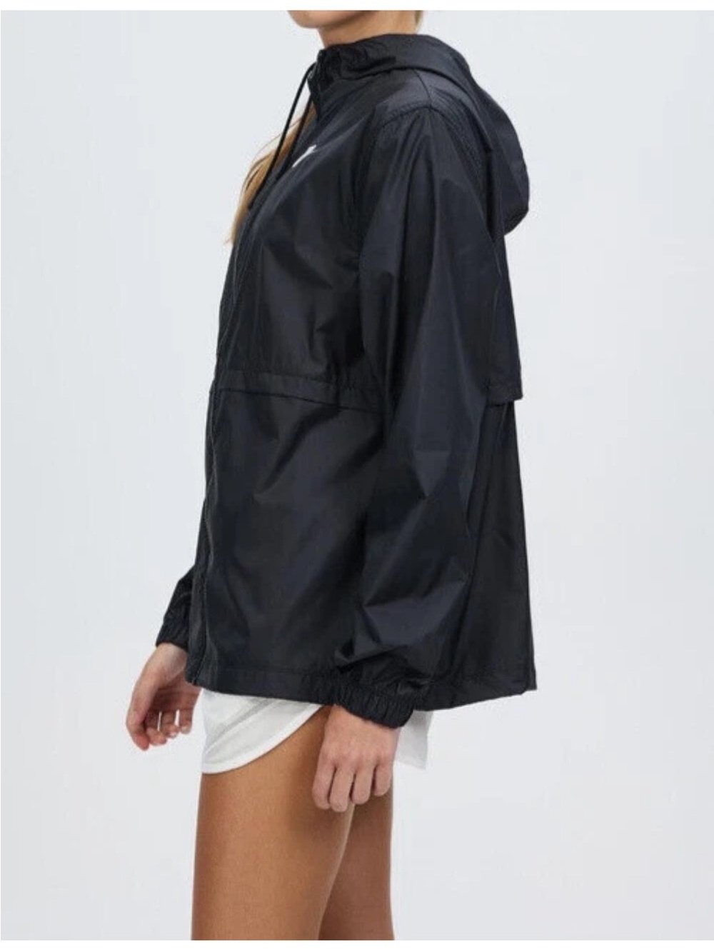 Nike Black Hooded Windbreaker Jacket with White Swoosh - Picture 7 of 16